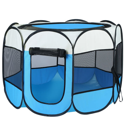 Pink-Blue Options -- 1Pc Portable Foldable Pet Tent Exercise Pen Kennel Removable Zipper Top and Bottom Water Resistant Indoor Outdoor Use for Dogs Cats Other Pets